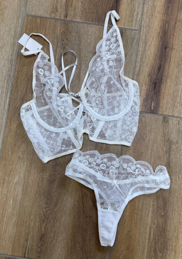 Dvodjelni lingerie bustier set Mariana – bijeli - 80/M